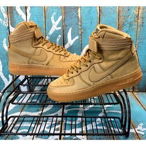 Nike Air Force 1 High LV8 Boys Shoes Size 4.5Y Sneakers Wheat Gum Sole  807617